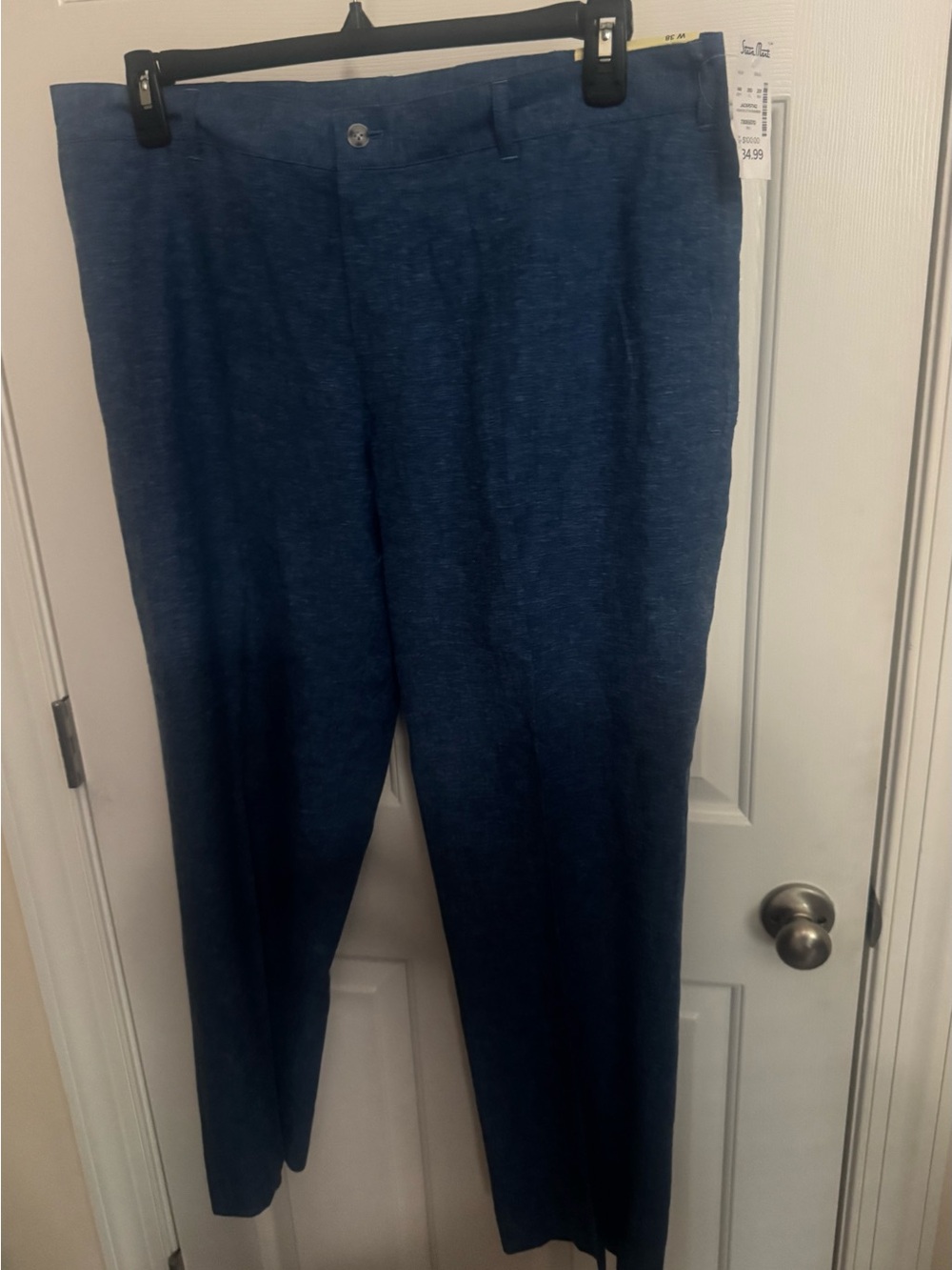 Classic Straight Leg Blue Dress Pants New Alan Flusser Pants Mens 38x30 Blue Chi